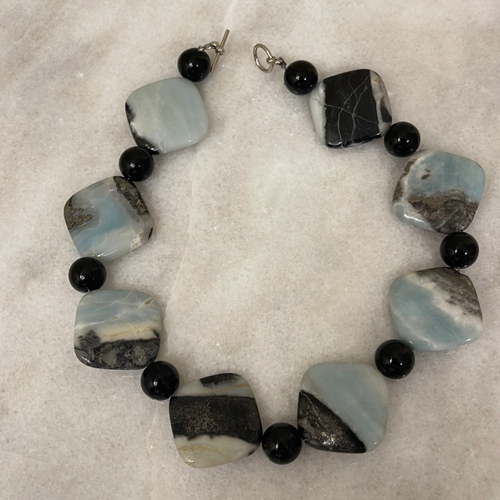 Stone and beaded choker necklace